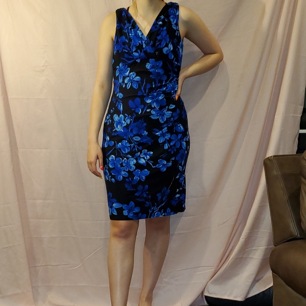 Pretty blue floral dress.